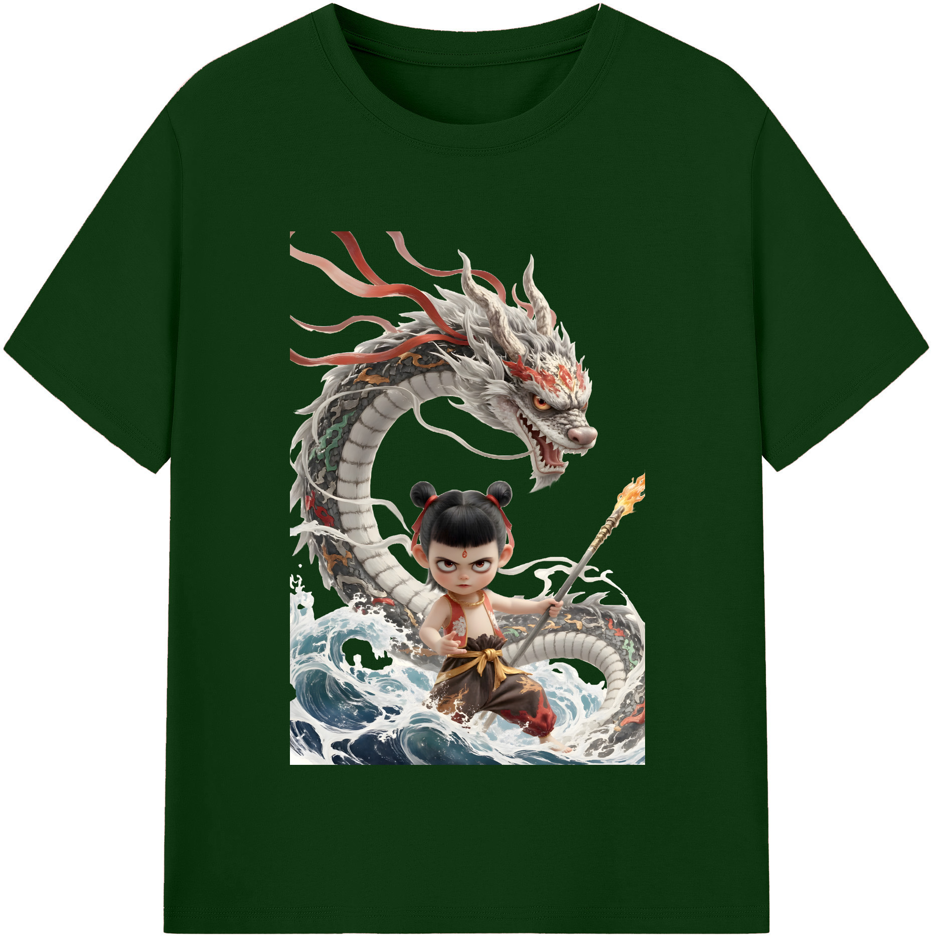 （画像用） Ne Zha 2 ナタ 魔童の大暴れ 綿100％半袖Tシャツ（フロントプリント）